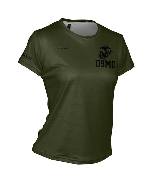 Women's USMC ENDURANCE AIR TEE - Oliver and Black - Made in the USA