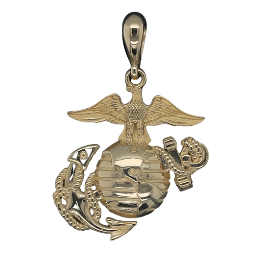 Marine Corps 14K Gold Eagle Globe and Anchor Pendant 1" tall