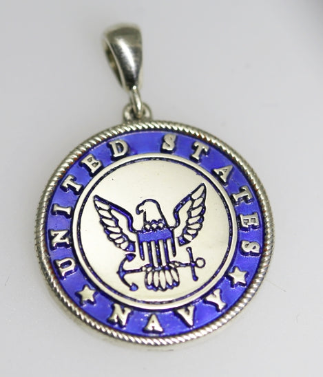 1 inch round Navy Pendant