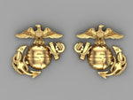 Beautiful Gold Marine Corps Eagle Globe and Anchor Cufflinks with black background