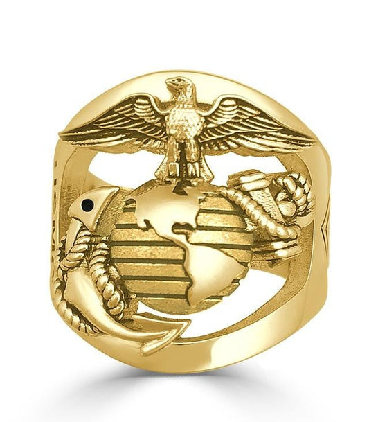 Custom 14K Gold Marine Corps Ring with Rank and Years of Service - MR100 High Definition Solid 14K Gold