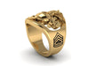 Custom Gold Marine Corps Ring with GySgt Rank and Years of Service - High Definition Solid 14K Gold