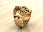 Custom Gold Marine Corps Ring with SgtMaj Rank and Years of Service - MR100 High Definition Solid 14K Gold