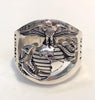 Custom Marine Corps Ring with GySgt Rank and Years of Service - MR100 High Definition Sterling Silver