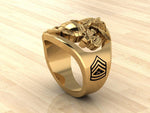 Custom Marine Corps Ring with USMC and Rank - MR100 High Definition Sterling Silver