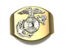 Large Two Tone 10K Gold Marine Corps Ring with White Gold Eagle Globe and Anchor