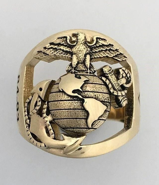 MR10 Solid 14K Gold Marine Corps Ring with Years of Service