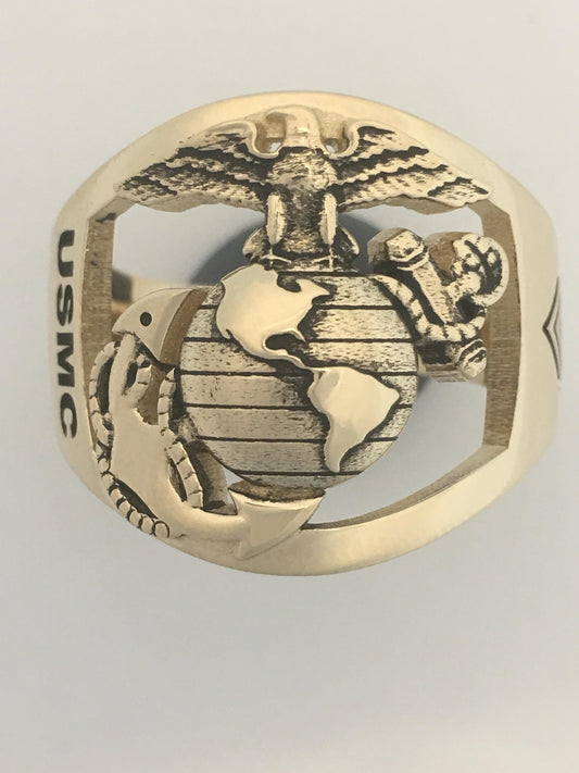 MR10 Solid Gold Marine Corps Ring with USMC