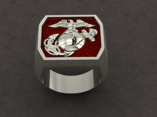Marine Corps Ring with red background