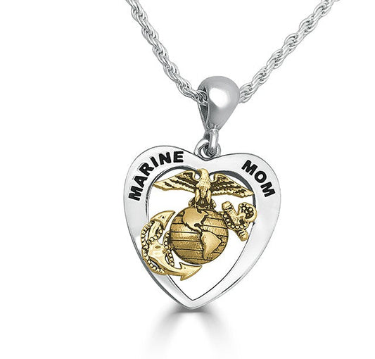 Marine Mom Heart with Gold EGA