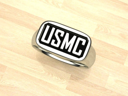 Solid Sterling Silver Marine Corps Ring