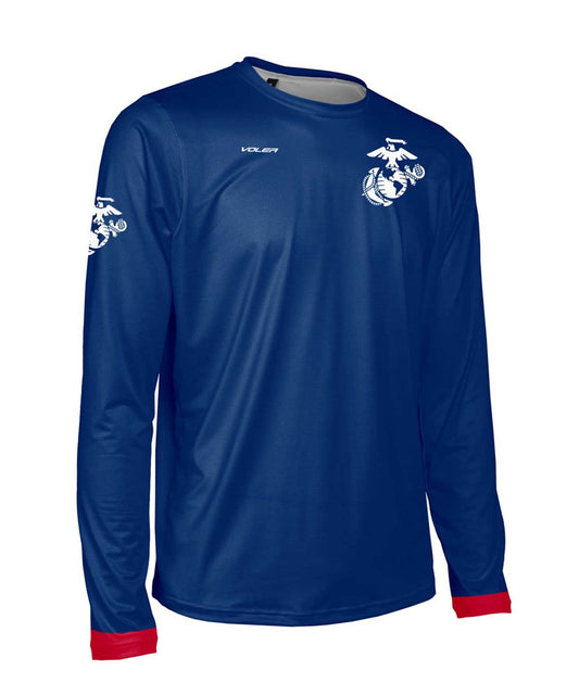 Men's USMC ENDURANCE Long Sleeve AIR TEE Shirt - Red, White and Blue - Made in the USA