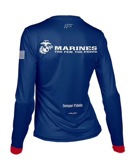 Women's USMC ENDURANCE Long Sleeve AIR TEE Shirt - Red, White and Blue - Made in the USA