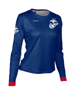 Women's USMC ENDURANCE Long Sleeve AIR TEE Shirt - Red, White and Blue - Made in the USA