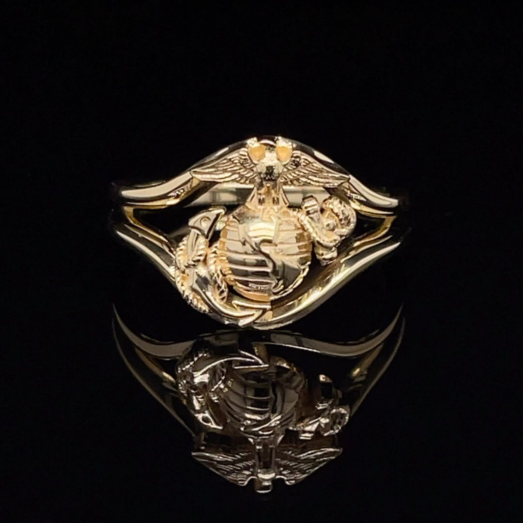 Beautiful 14K Yellow Gold Marine Corps Ring Ladies Design 7 Default
