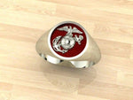 1/2 inch Wide Marine Corps Silver Ring