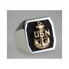 10K White Gold US Navy Chief Ring With 14K Yellow Gold anchor Marine Corps Rings