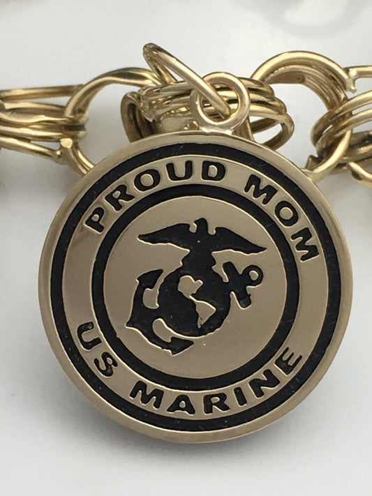 14K Gold Marine Mom Charm Bracelet