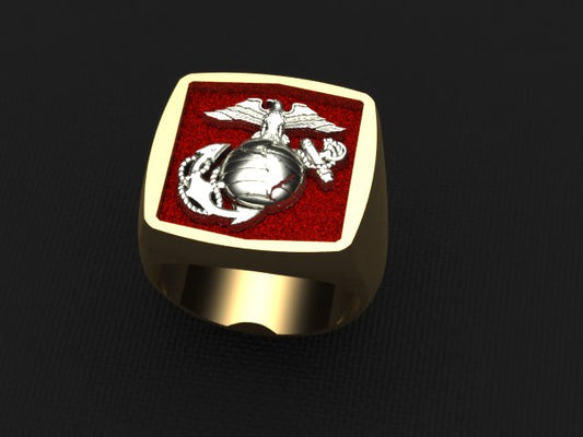 14K Two Tone Gold Marine Corps Ring White Gold EGA