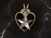 3/4" Tall Yellow Gold Heart with Silver Star with 3 Diamonds