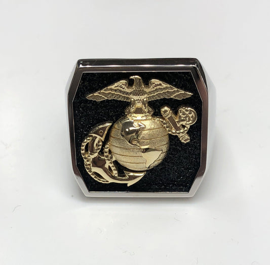 Beautiful Gold Marine Corps Ring with Gold Eagle Globe and Anchor MR16