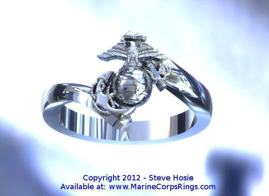 Beautiful Gold Marine Corps Ring for the Ladies Design 3