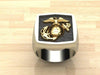 Beautiful Two Tone Marine Corps Signet Ring 17