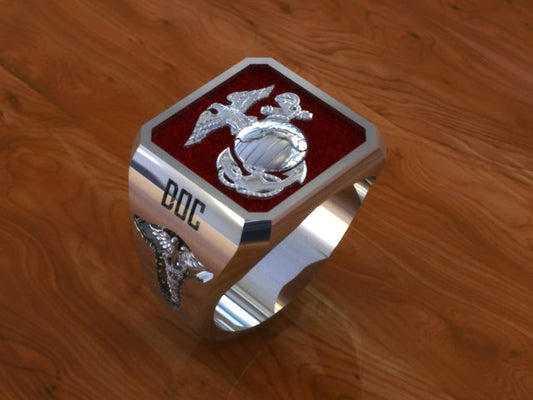 Corpsman Ring FMF "DOC" with EGA and Red or Blue Background