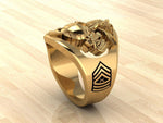 Custom Gold Marine Corps Ring with your Rank and Years of Service - MR100 High Definition Gold