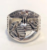 Custom Marine Corps Ring with Cpl Rank and Years of Service or USMC - MR100 High Definition Sterling Silver