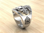 Custom Marine Corps Ring with USMC and Rank - MR100 High Definition Sterling Silver