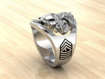 Custom Marine Corps Ring with USMC and Rank - MR100 High Definition Sterling Silver