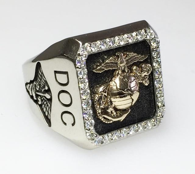 FMF Doc Ring 14K White Gold w white gemstones - Default Title - Marine ...
