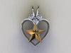 Gold Star Heart Pendant with 3 Diamonds