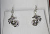 Handcrafted Sterling Silver 1/2 inch Marine Corps Earrings with Lever Backs