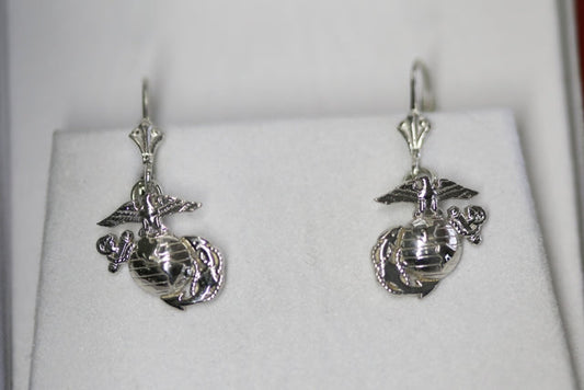 Handcrafted Sterling Silver Post Marine Corps Earrings 3/4inch