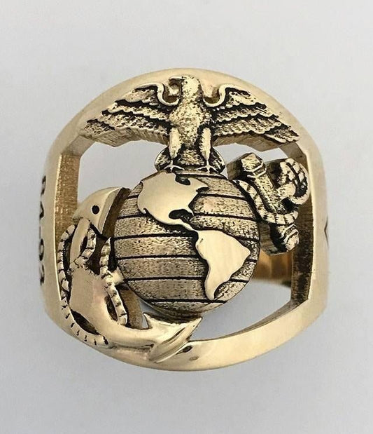MR10 Solid Gold Marine Corps Ring with Years of Service