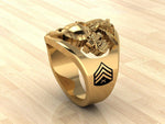 MR100 High Definition Solid 18K Gold Marine Corps Ring with USMC