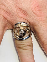 MR200 14K Two Tone Gold Marine Corps Ring with Rank and Years of Service or USMC