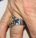 MR200 18K Two Tone Gold Marine Corps Ring with Rank and Years of Service or USMC