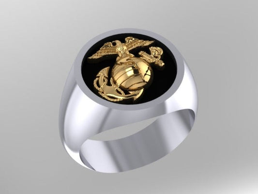 MR28 Platinum Marine Corps Ring