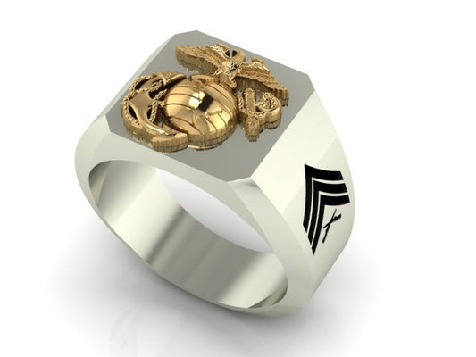 MR33 Marine Corps Rings with Rank and USMC