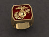 Marine Corps Gold Ring with red background