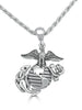Marine Corps Necklace - Eagle Globe and Anchor Sterling Silver Pendant