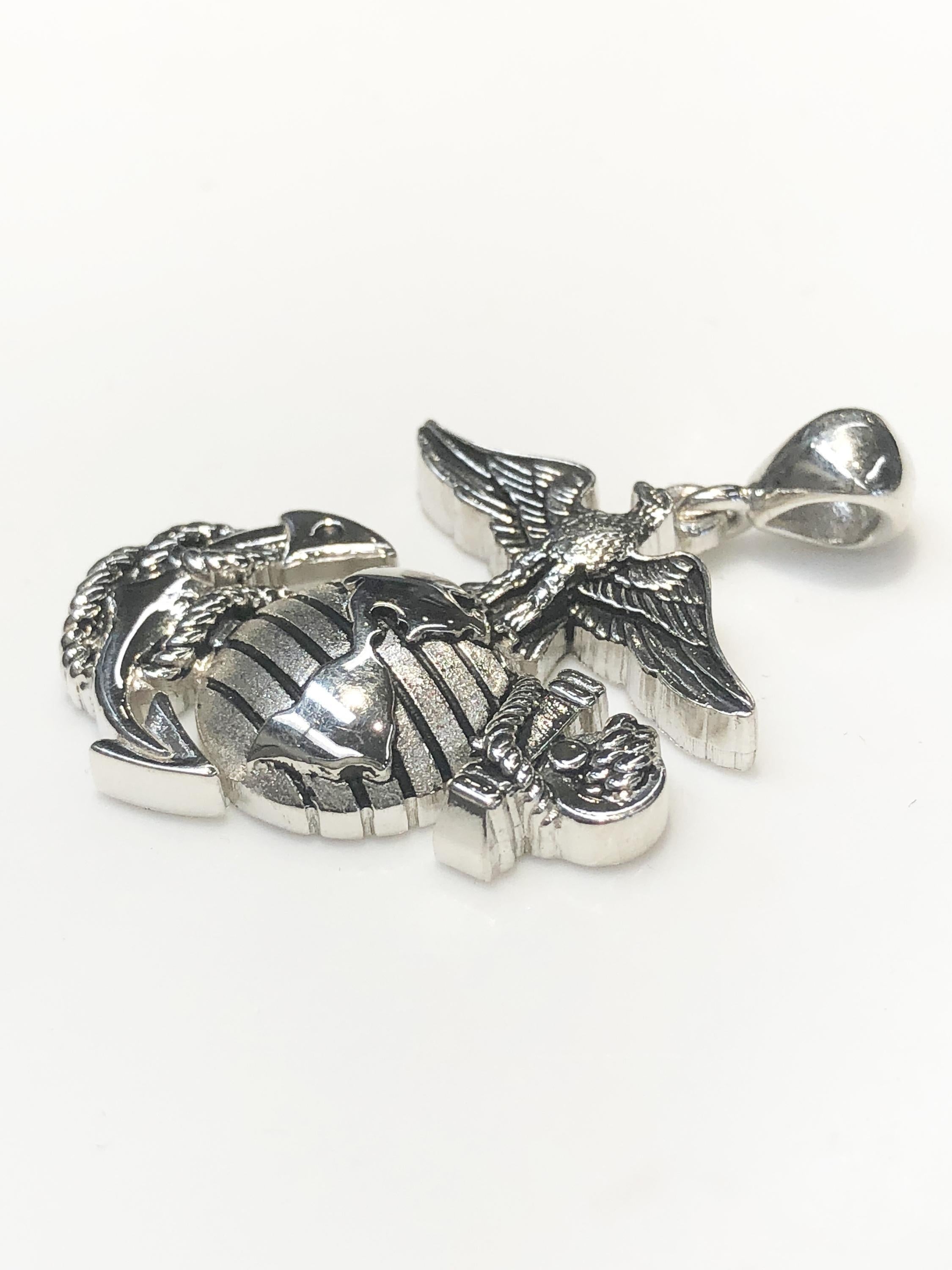 Anchor Pendant Usmc Pendant Marine Corps Ring Sterling Silver