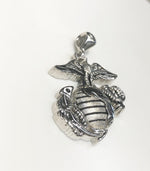 Marine Corps Necklace - Eagle Globe and Anchor Sterling Silver Pendant