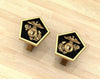 Pentagon Shaped Gold Marine Corps Cufflinks with black background