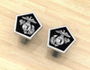 Pentagon shaped Sterling Silver Marine Corps Cufflinks with black background