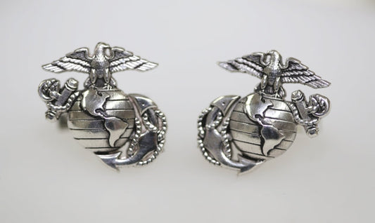 Solid Sterling Silver Marine Corps Cufflinks