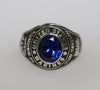 Sterling Silver Marine Corps Ring with Blue Stone